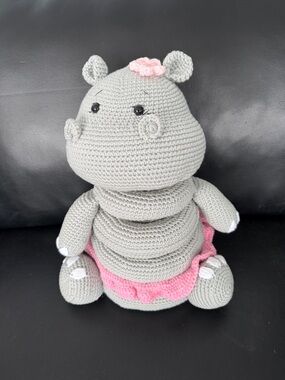 Handmade Crocheted Hippo Ring Stacking Toy